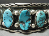 Heavy Classic Authentic Vintage Native American Navajo Turquoise Sterling Silver Bracelet Old-Nativo Arts