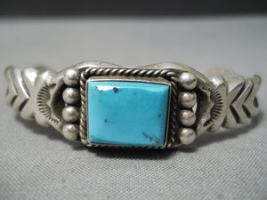 Incredible Baca Family Vintage Native American Navajo Turquoise Sterling Silver Bracelet Cuff-Nativo Arts