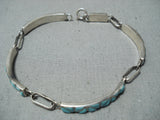 Attractive Vintage Native American Zuni Blue Gem Turquoise Sterling Silver Bracelet Old-Nativo Arts