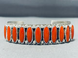 Important Long Coral Extremely Rare Native American Navajo Sterling Silver Bracelet-Nativo Arts
