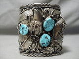 One Of The Biggest Vintage Native American Navajo Native American Navajo Turquoise Sterling Silver Bracelet Old-Nativo Arts