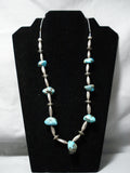 Wonderful Vintage Native American Navajo Turquoise Sterling Silver Necklace Old-Nativo Arts