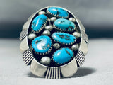 Tremendous Vintage Native American Navajo 6 Morenci Turquoise Sterling Silver Huge Ring-Nativo Arts