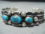 Superb Vinage Hopi Turquoise Sterling Silver Bracelet Native American Old-Nativo Arts