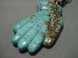 Heavy Important Hand #8 Turquoise Sterling Silver Native American Navajo Necklace-Nativo Arts