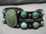 Early 1900's Vintage Native American Navajo Domed Cerrillos Turquoise Sterling Silver Bracelet-Nativo Arts