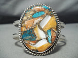 Fantastic Native American Navajo Spiny Oyster & Turquoise Sterling Silver Bracelet-Nativo Arts