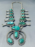 Rare Vintage Native American Navajo Cerrillos Turquoise Sterling Silver Squash Blossom Necklace-Nativo Arts