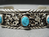 Slags Of Sterling Vintage Native American Navajo Turquoise Silver Bracelet Old-Nativo Arts