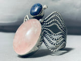 Colossal Bug Vintage Native American Navajo Sterling Silver Lapis Bracelet Cuff-Nativo Arts