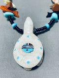 One Of The Most Unique Vintage Native American Zuni Turquoise Inlay Sterling Silver Necklace-Nativo Arts