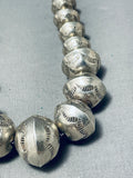 Elegant Vintage Native American Navajo Huge Sterling Silver Pillow Bead Necklace-Nativo Arts