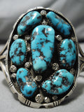 Incredible Vintage Native American Navajo Spiderweb Turquoise Sterling Silver Bracelet Old-Nativo Arts