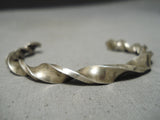 So Thick!! Hand Twisted Vintage Native American Navajo Authentic Sterling Silver Bracelet Old-Nativo Arts