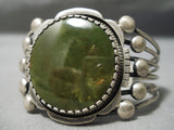 Best Vintage Native American Navajo Verdy Jake Moss Green Turquoise Sterling Silver Bracelet-Nativo Arts