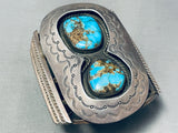 Best Vintage Native American Navajo Morenci Turquoise Sterling Silver 2 Stone Bracelet-Nativo Arts