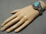Important Native American Navajo Jeanette Dale Turquoise Sterling Silver Bracelet-Nativo Arts