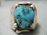 Huge Heavy Vintage Navajo Turquoise Sterling Silver Native American Ring-Nativo Arts
