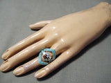 Important Don Dewa Vintage Native American Zuni Turquoise Sterling Silver Ring-Nativo Arts