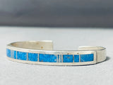 Impressive Vintage Native American Navajo Denim Lapis Inlay Sterling Silver Bracelet-Nativo Arts