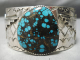 Opulent Native American Navajo Intense Spiderweb Turquoise Sterling Silver Bracelet-Nativo Arts