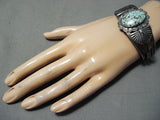 Museum Vintage Native American Navajo Early #8 Turquoise Sterling Silver Bracelet-Nativo Arts