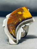 Unique Native American Navajo Signed Agate Cla Sterling Silver Large Ring-Nativo Arts