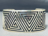 Precise Silver Work Native American Navajo Sterling Silver Bracelet-Nativo Arts