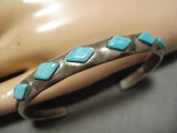 Rare Vintage Zuni Native American Blue Gem Turquoise Sterling Silver Bracelet-Nativo Arts
