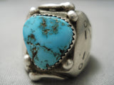 Huge Heavy Vintage Navajo Turquoise Sterling Silver Native American Ring-Nativo Arts