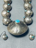 Museum 161 Gram Vintage Native American Navajo Turquoise Tubule Sterling Silver Necklace-Nativo Arts