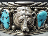 Signed Vintage Native American Navajo Turquoise Sterling Silver Native American Navajo Bracelet-Nativo Arts