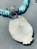 Jeff James Native American Navajo Old Kingman Turquoise Sterling Silver Necklace-Nativo Arts