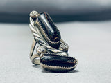 Impressive Vintage Native American Navajo Black Onyx Sterling Silver Ring-Nativo Arts