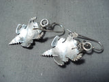 Marvelous Navajo Sterling Silver Toad Earrings Native American-Nativo Arts