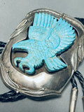 Best Huge Vintage Native American Navajo Hand Carved Turquoise Eagle Sterling Silver Bolo Tie-Nativo Arts