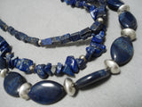 One Of The Best Vintage Native American Navajo Lapis Sterling Silver Necklace Old-Nativo Arts