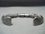Thick Authentic Vintage Native American Navajo Orvville Tsinnie Sterling Silver Coil Bracelet-Nativo Arts