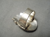Amazing Vintage Native American Navajo Paw Cerrillos Turquoise Sterling Silver Ring Old-Nativo Arts