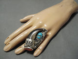 Superior Vintage Navajo John Tso Turquoise Sterling Silver Native American Ring-Nativo Arts