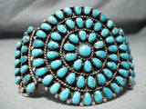 Huge Authentic Vintage Native American Navajo Blue Gem Turquoise Sterling Silver Bracelet-Nativo Arts
