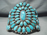Justin Wilson Huge Vintage Native American Navajo Turquoise Sterling Silver Bracelet-Nativo Arts