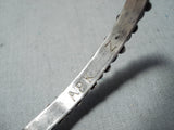 Native American Early Vintage Zuni Blue Gem Turquoise Sterling Silver Bracelet-Nativo Arts