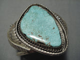 Extremely Rare Blue Jay Turquoise Vintage Native American Navajo Sterling Silver Bracelet Old-Nativo Arts