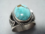 Signed Vintage Native American Navajo Red Mountain Turquoise Sterling Silver Ring-Nativo Arts