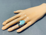 Fabulous San Felipe Signed 8 Turquoise Sterling Silver Colossal Ring-Nativo Arts