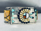 Native American One Of The Most Unique Vintage Zuni Turquoise Inlay Sterling Silver Bracelet-Nativo Arts