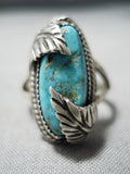Impressive Vintage Native American Navajo Turquoise Sterling Silver Ring Old-Nativo Arts