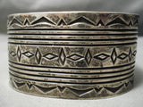 Important Earlier Vintage Native American Navajo Tooled Bruce Morgan Sterling Silver Bracelet-Nativo Arts