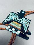 Native American Extraordinary Santo Domingo Turquoise Sterling Silver Bolo Signed-Nativo Arts